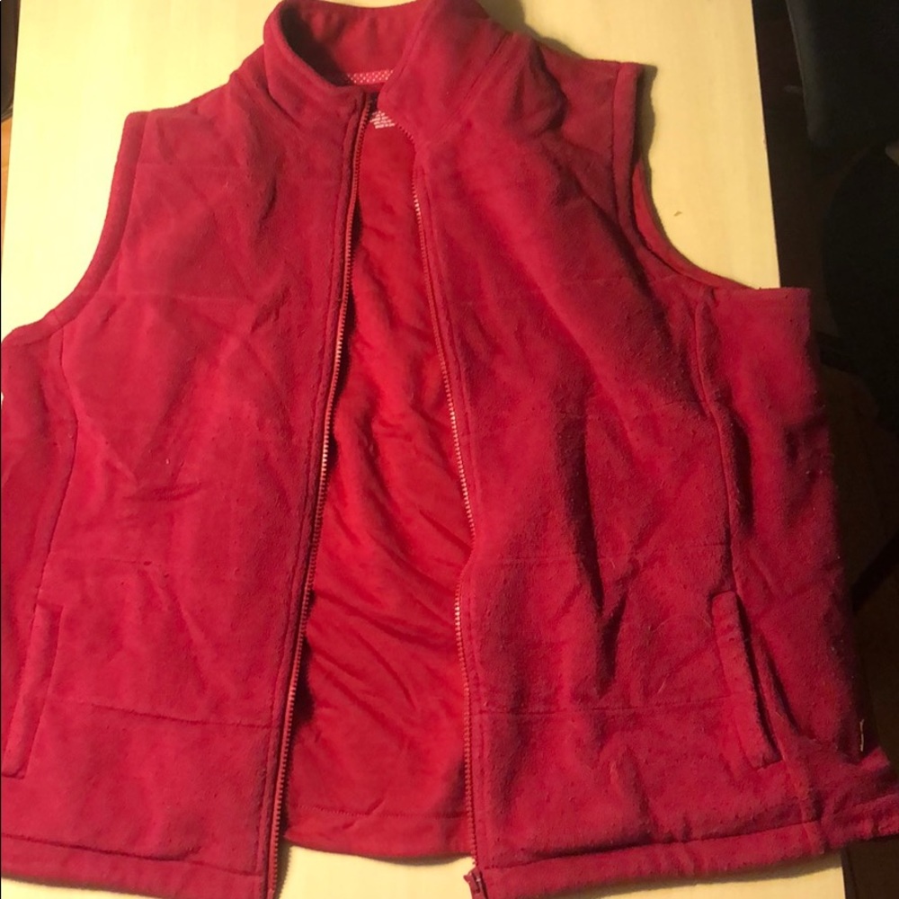 Red fleece vest